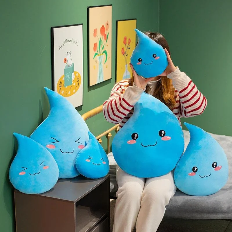 Cute Cartoon Waterdrop Plu Toy Pillow Cany Event Gift Home Decoration Cross-Border with Logo Soft Cuddly Stuffed Toys