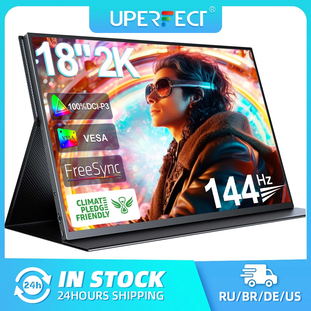 monitor portatil uperfect 18 2k 144hz display de jogos 2560x1600 qhd 100 dci p3 hdr laptop segunda tela para dispositivos de jogos de telefone de computador 01