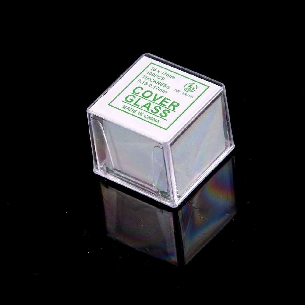 100 Uds. Cubiertas de microcubiertas de vidrio 18x18mm-cubiertas de portaobjetos de microscopio accesorios para instrumentos de enseñanza
