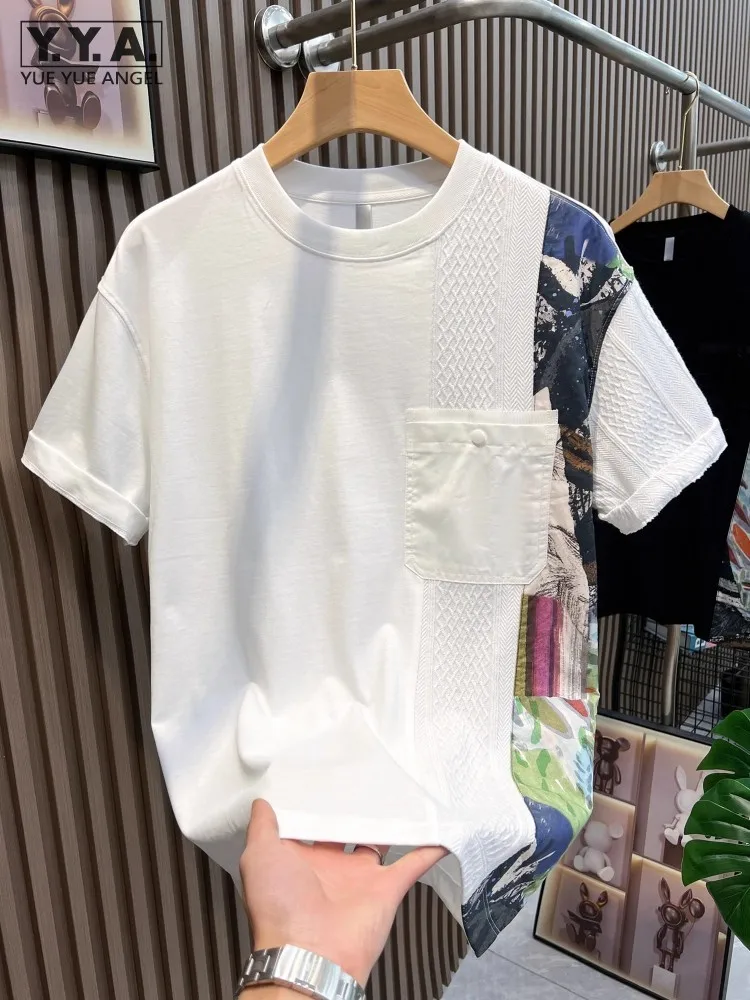 

Повседневная футболка, мужские летние футболки с короткими рукавами, топы, удобный пуловер с круглым вырезом, свободные футболки с цветочным принтом, уличная одежда