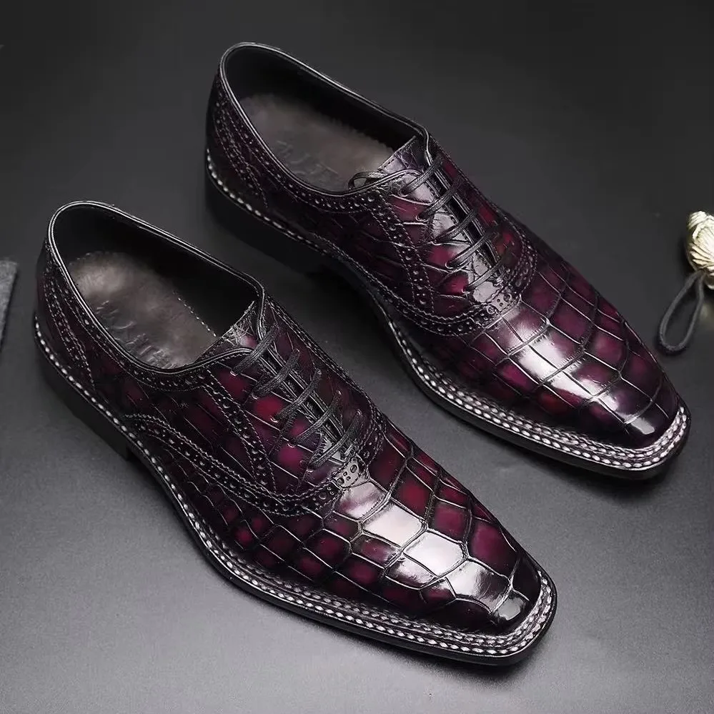 yinshang new men formal shoes male crocodile shoes brush color wedding meeting business date shoes