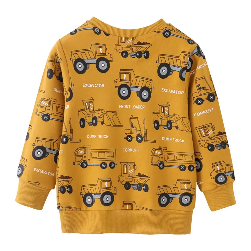 Jumping Meters New Arrival Hot Selling Boys Sweatshirts Cartoon Cars Print Long Sleeve Toddler Kids Costume Autumn Children's