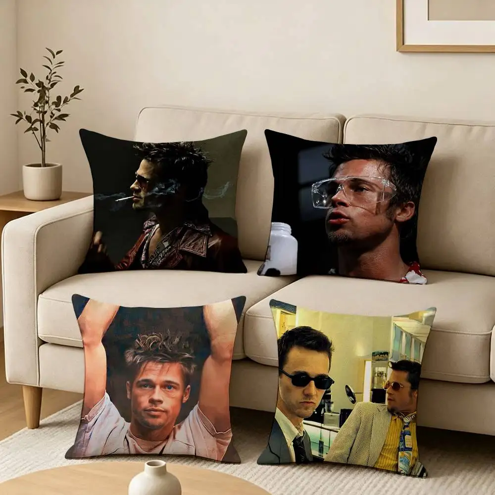 F-Fight Club-B Popular Movie  Square Double-Sided printed Pillow Case Bedroom Bedside Pillow Sofa Cushion Cover