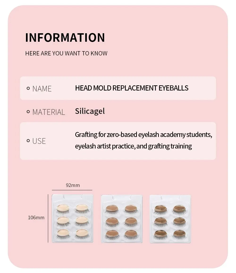 3쌍/세트 교체용 인조 속눈썹 연장 연습용 헤드 모델 실리콘 탈부착 가능한 눈꺼풀 타투 트레이닝 눈 마네킹