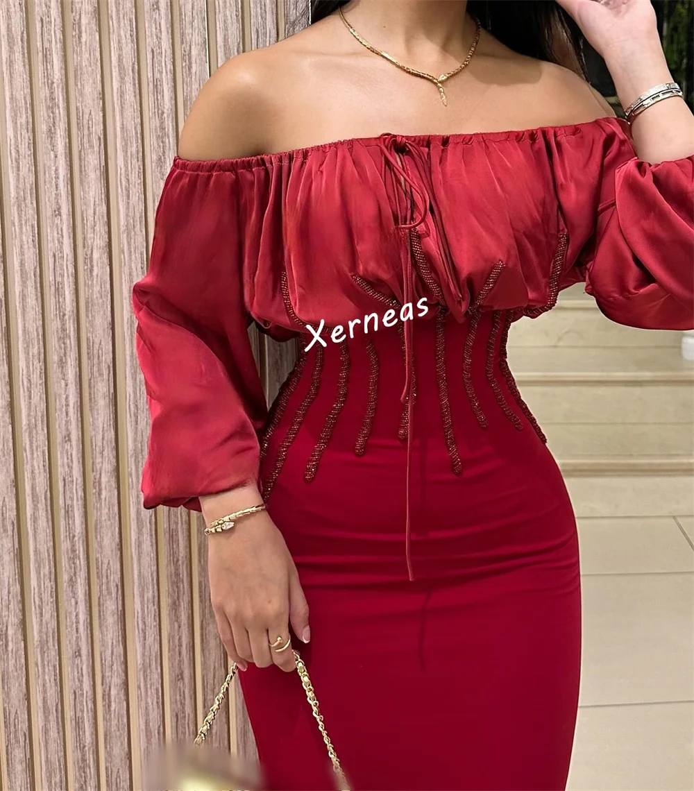 Aangepaste Grace Plooi Off-the-shoulder Schede Lange Jurken Dames Avondjurken Op maat gemaakte Gelegenheid Elegant Feest Bruiloft