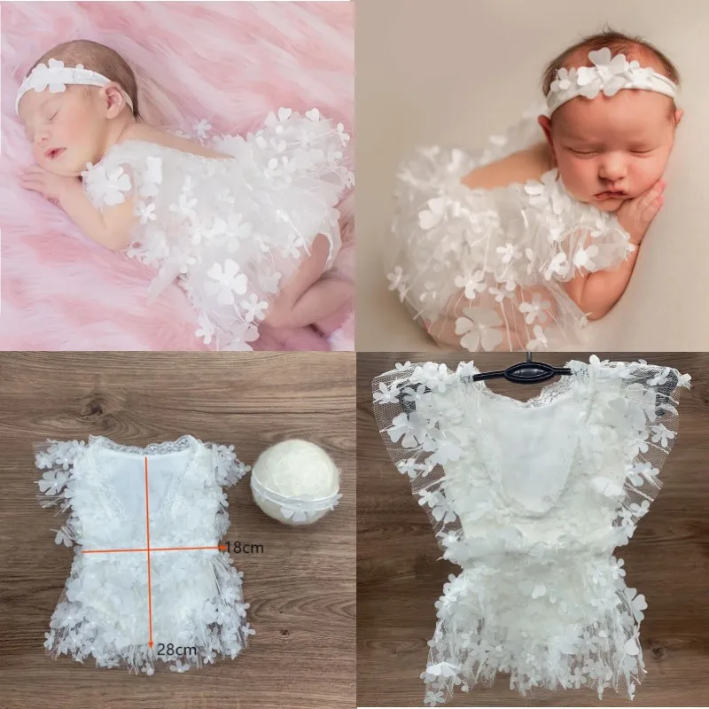 Girl Baby Photography Clothing Headband+Romper+Skirt 3Pcs/Set Newborn  Studio Props Accessories Photo Clothes Outfits Fotografia