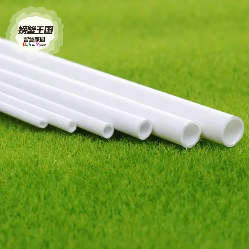 Precyzyjne białe plastikowe rurki ABS do modelowania architektonicznego, puste cylindry, akcesoria do stolików piaskowych, rury do majsterkowania DIY, 250 mm
