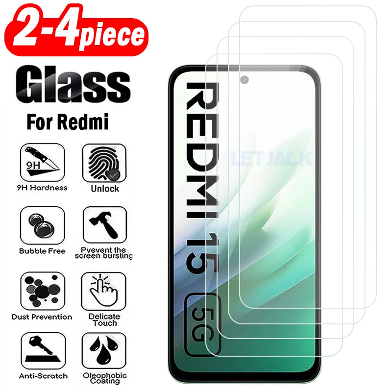 

2-4Piece Tempered Glass for Redmi 15 15C 14C 14R 13X 13C 13R 13 5G Screen Protector for Redmi A5 A4 A3X A3 Pro Protective Film