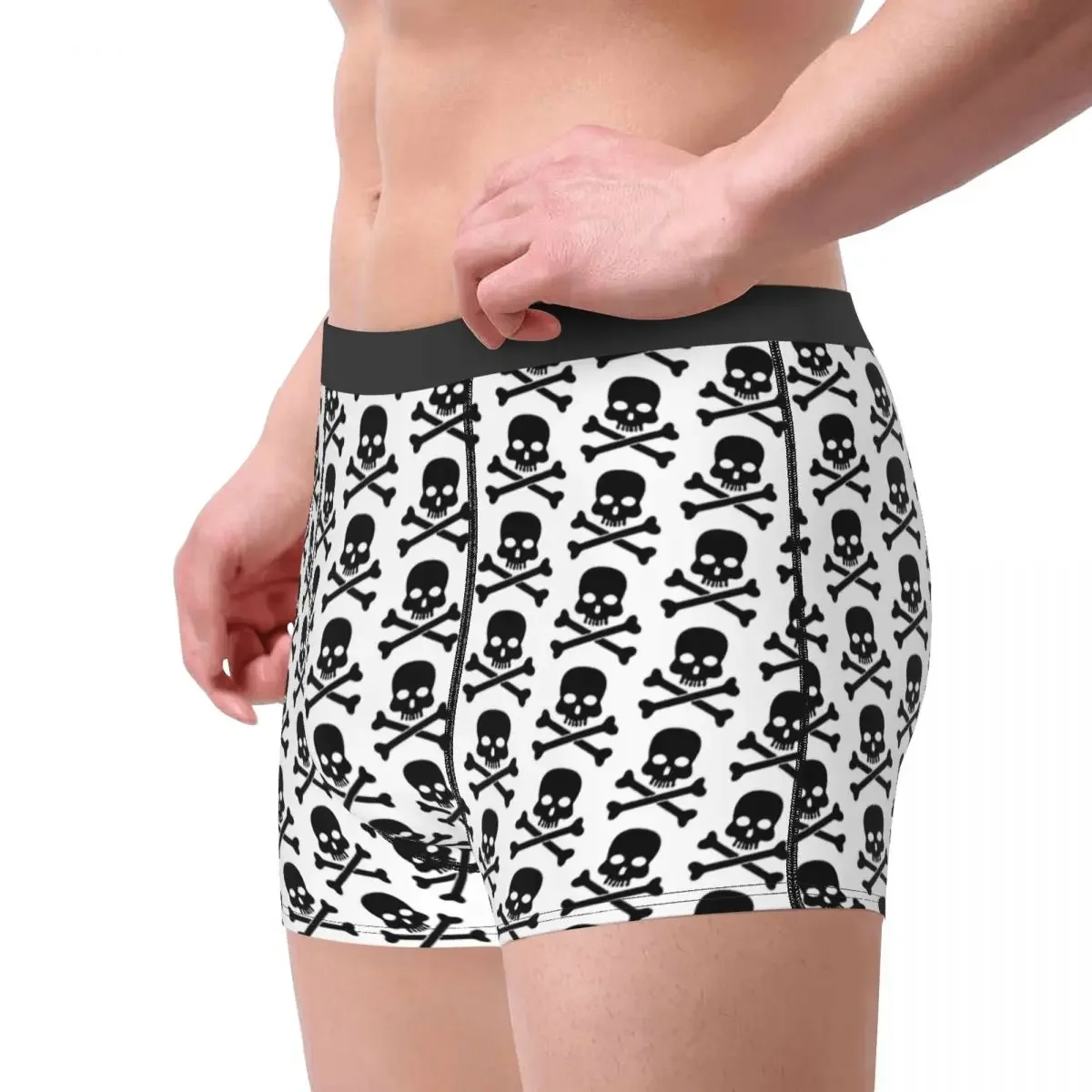 Black Skull And Crossbones Bones Skeleton Souls Underpants Cotton Panties Man Underwear Ventilate Shorts Boxer Briefs