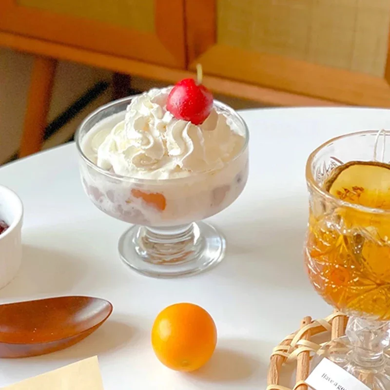200ml Glass Yogurt Cup Tall Dessert Cup Ice Cream Bowl Pudding Bowl Restaurant Party Glass Korean Wine Glass Kitchen Accessories