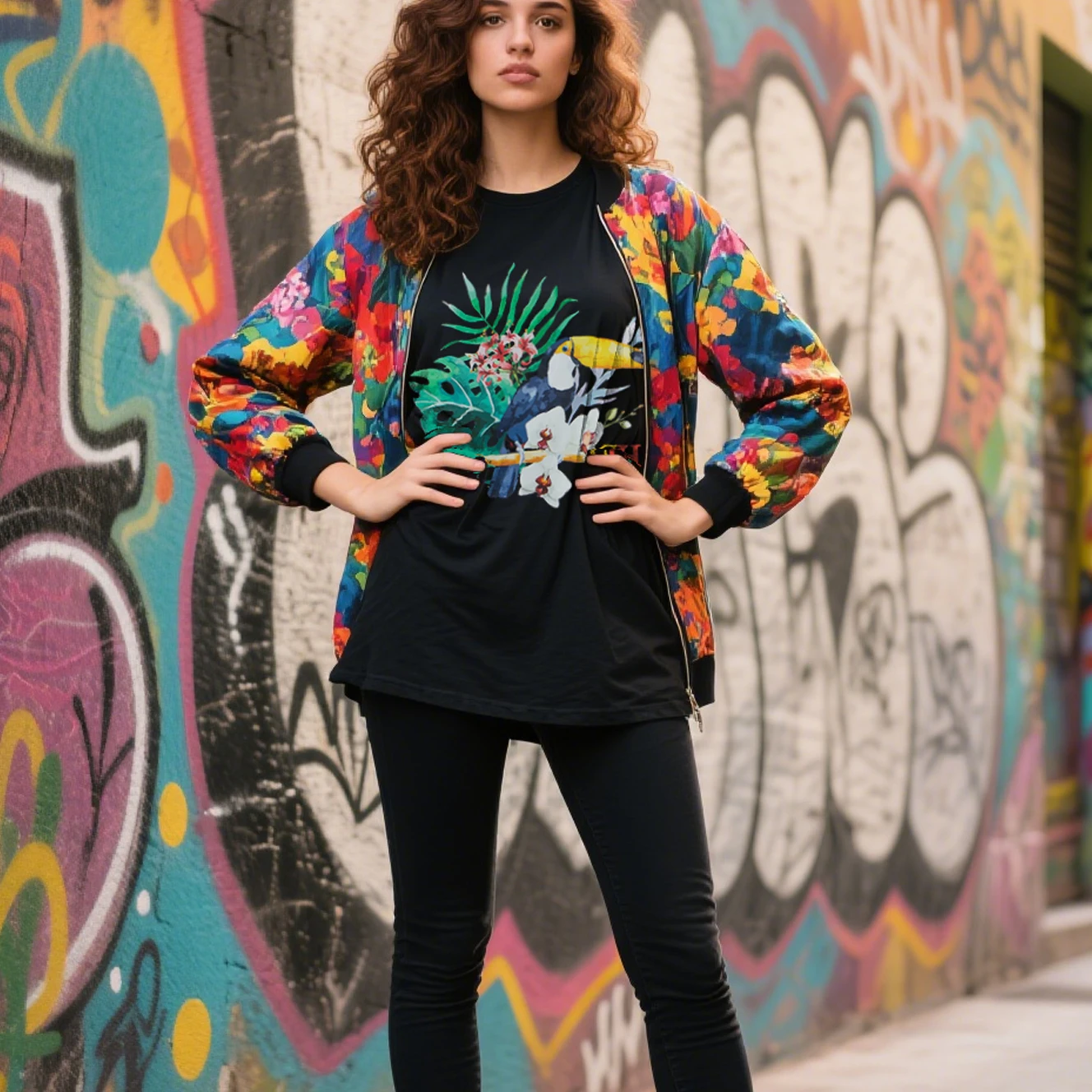 

Watercolor Toucan Vacation Tee 230g Cotton Drop Shoulder Resort Style Luxury Bohemian Top Women Artistic Design