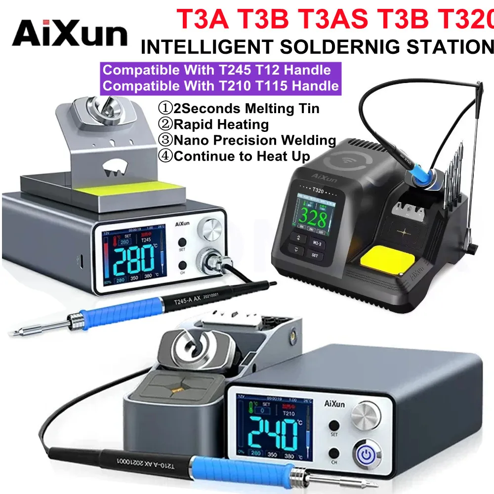 AIXUN T3A T3AS T3B T3BS T320 Smart Soldering Station with T115 T245 T210 Handle Tips Electric Welding Iron Station SMD Repair