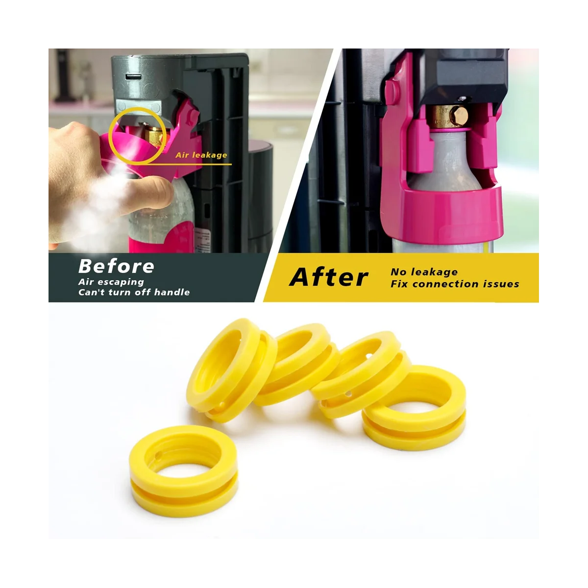 Juntas tóricas para máquina de refrescos, juntas de carbonatador de intercambio de cilindros de Co2, 5 uds., anillo de juntas para nuevo fabricante de refrescos y cilindro rosa