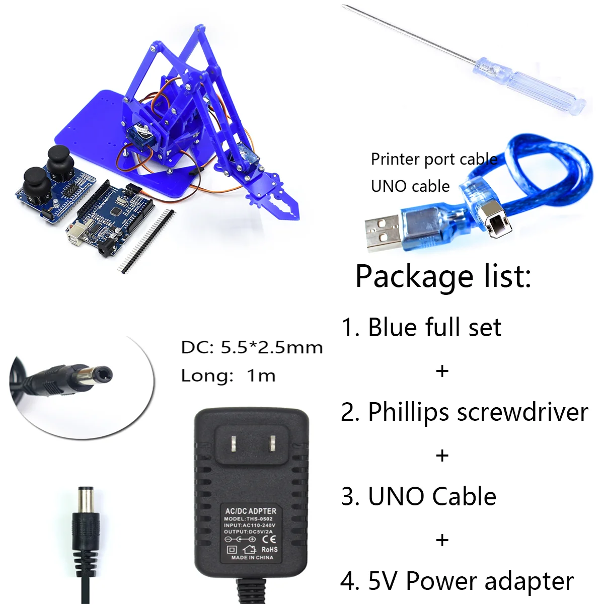 Full set 4 Dof Unassembly Acrylic Mechanical Arm SG90 Robot Manipulator Claw For Arduino Learning DIY Kit Programmable Robot Toy