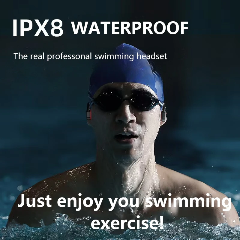 หูฟังกีฬาแบบเปิดหู กันน้ำระดับ IPX8 สำหรับว่ายน้ำ ใช้เทคโนโลยีการส่งผ่านเสียงผ่านกระดูก บลูทูธ 5.4