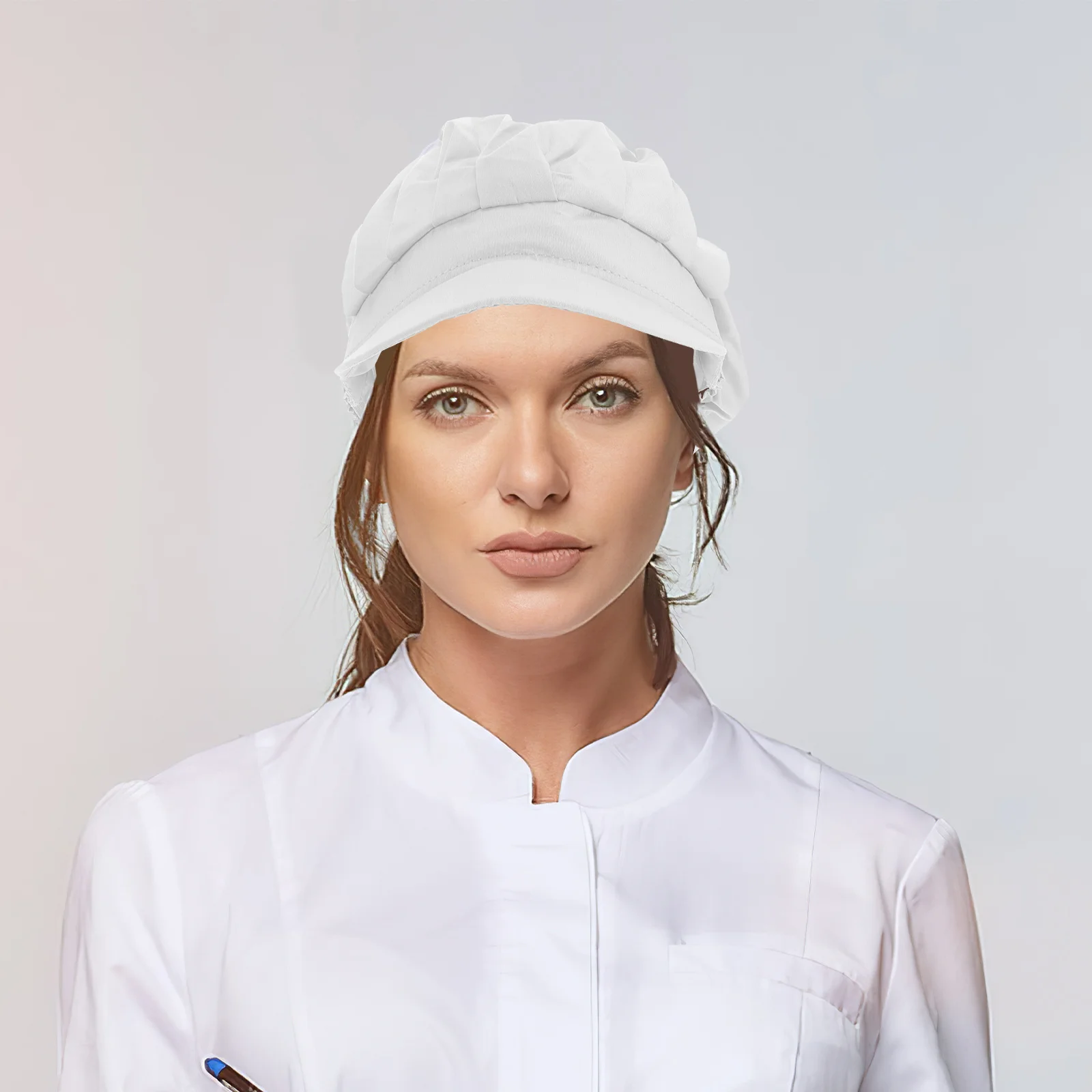 หมวกเชฟ 2 ชิ้น หมวกทำอาหารสำหรับร้านอาหาร งานจัดเลี้ยง ป้องกันฝุ่น ผ้าโพลีเอสเตอร์ผสมคอตตอน หมวกทำงาน ยืดหยุ่นได้ เหมาะสำหรับทุกเพศ