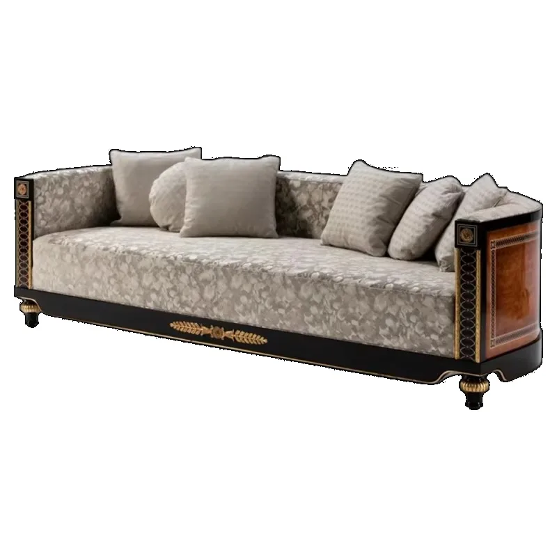 European European Style Solid Wood Sofa French Palace Fabric Combo for Villa Living Room Furniture Living Room Set