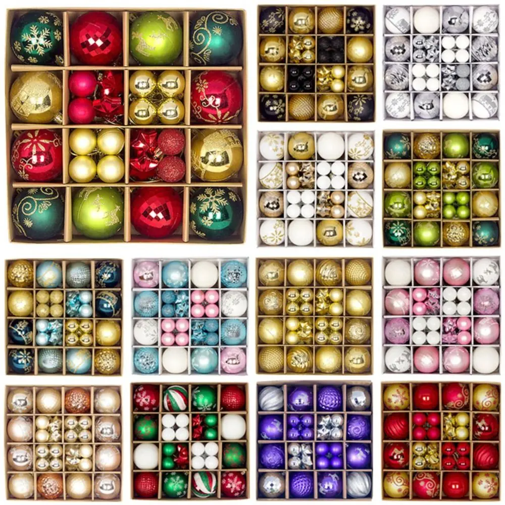 44PCS Plastic Christmas Ball Set 3-6cm 10 Colors Xmas Ornament Ball Suspensable Christmas Tree Balls Scene Supplies