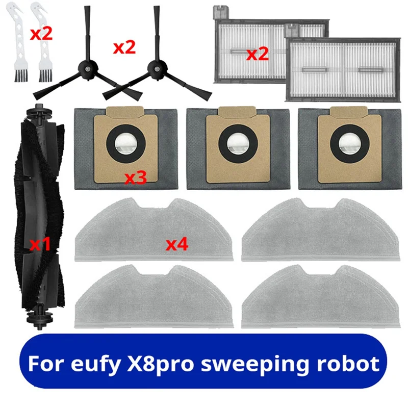 

ATQ5 для Eufy X8pro, аксессуары для подметания роботов, основная роликовая щетка, фильтр HEPA, швабра, сменная щетка для пылесборника
