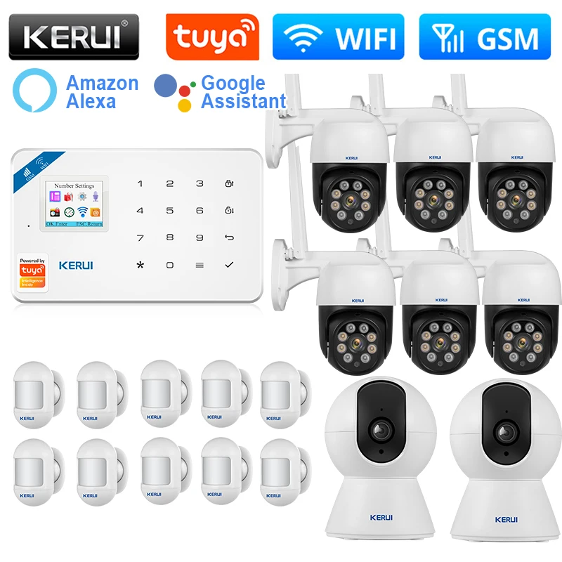 

KERUI W181 Alarm System Central Unit WIFI GSM Alarm Tuya Smart Wireless Door Sensor Burglar Support Alexa&Google IP Camera