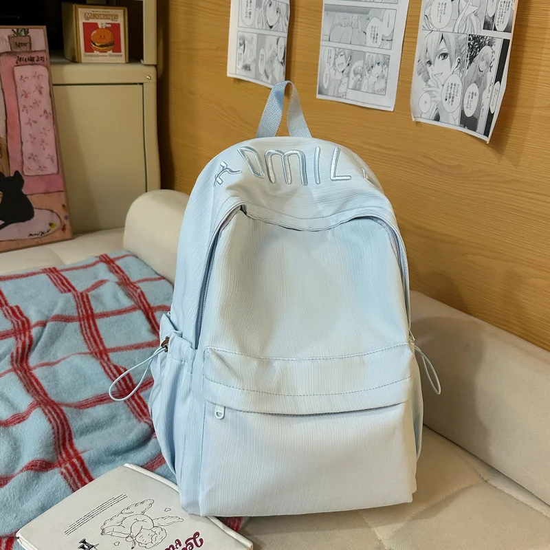 

High-Value Backpack for Female College Students, Solid Color, Simple and Fresh, Suitable for Middle School Students, Lightweight