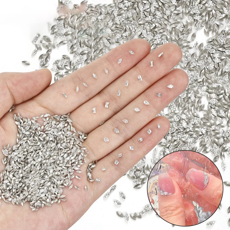 Mini Shaped Cristal Diamante Nail Decorações, Strass De fundo liso, Cor misturada, Gemstone De Vidro, DIY Manicure Acessório, 50Pcs