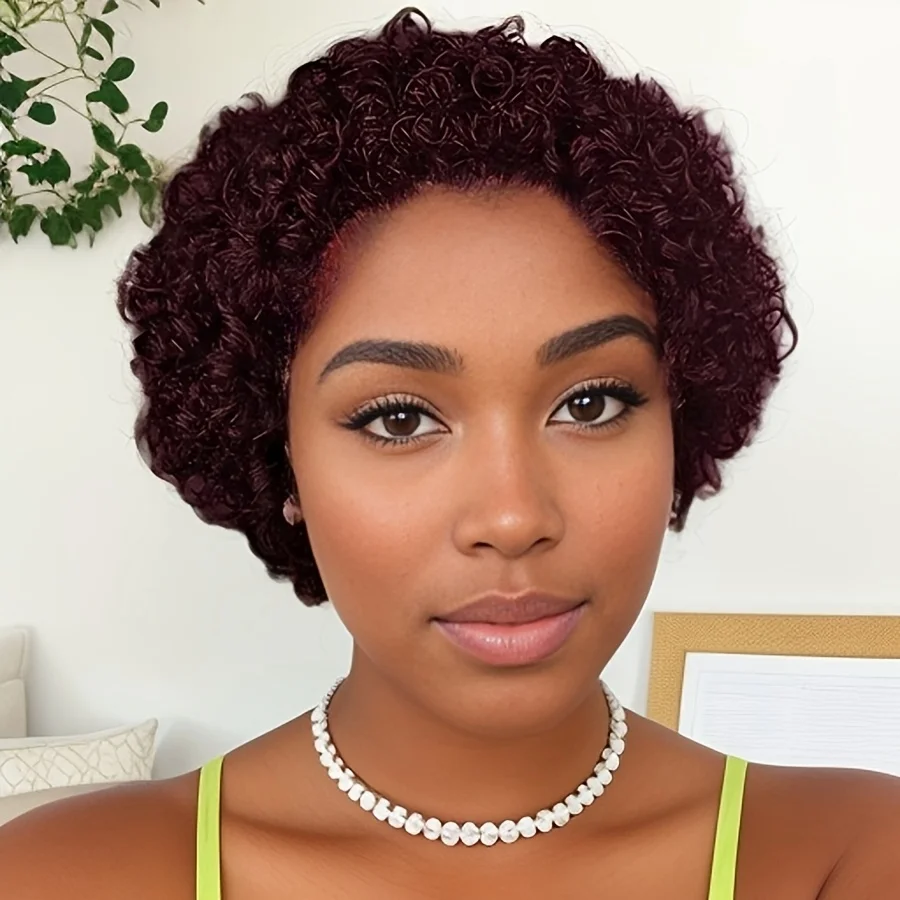 

Короткий 13x1 вьющийся парик спереди, вьющиеся человеческие волосы, 100% плотность, эльфийская стрижка для женщин, парик из натуральных волос