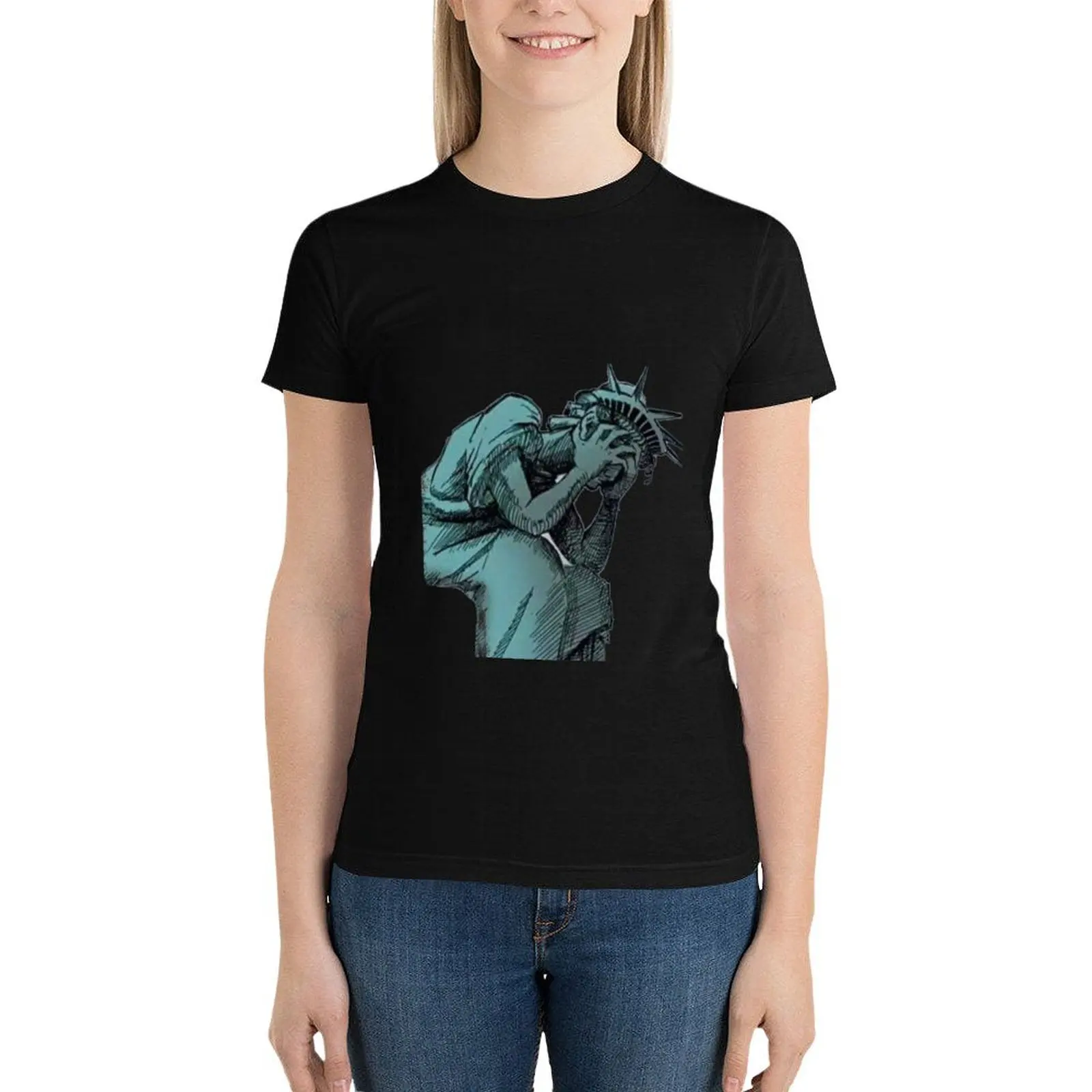 Statue Of Liberty tears T-Shirt hippie clothes anime clothes Woman clothing