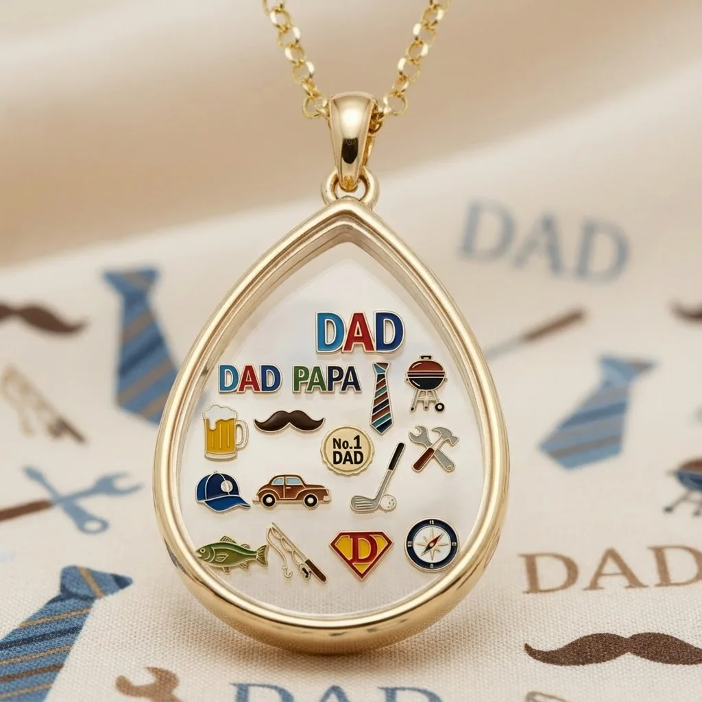 Open Pendant Necklace for Men Simple Fashion DIY Accessory Necklace 2026 New Trendy Enamel DAD Sports Necklace Jewelry Gifts