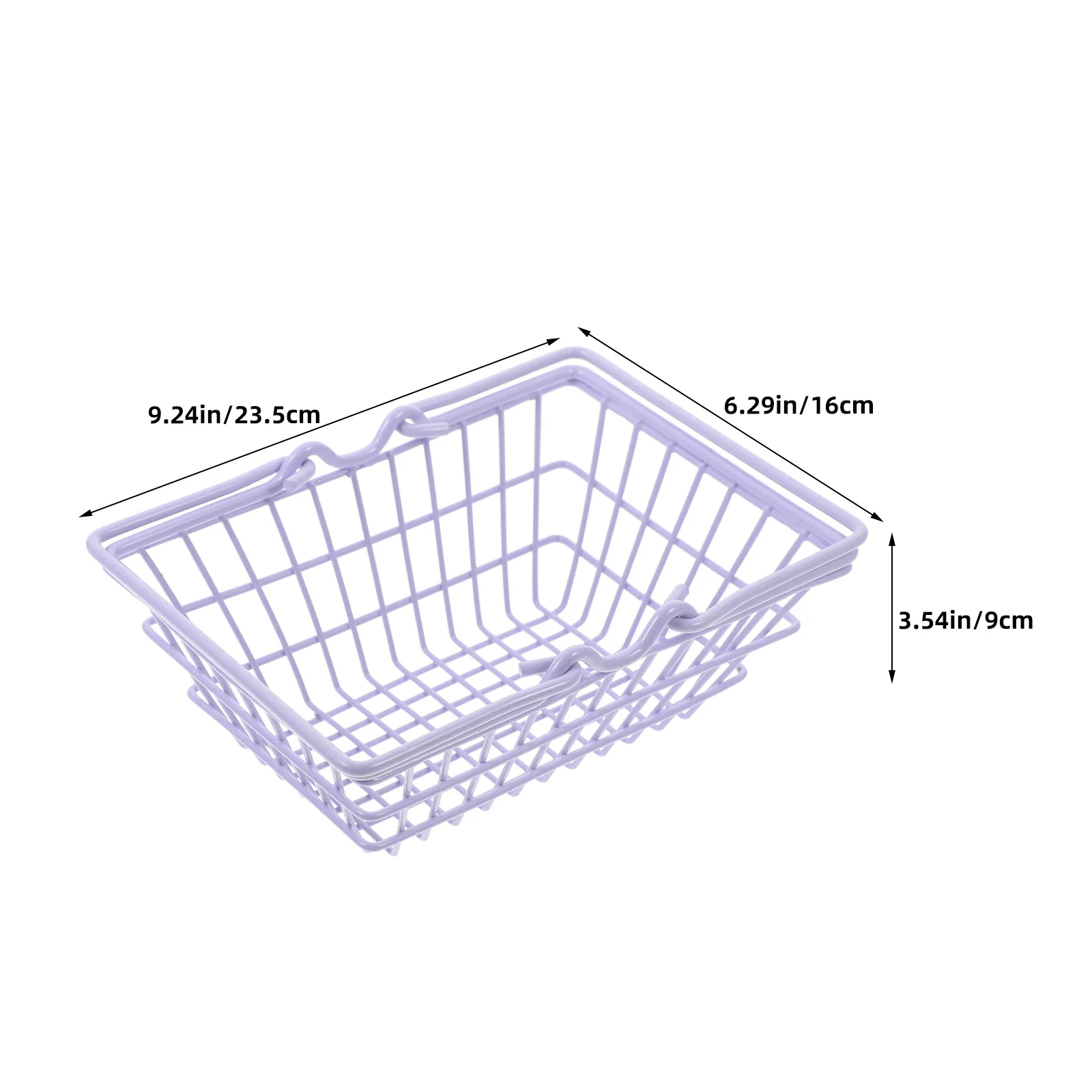 ตะกร้าช้อปปิ้งขนาดเล็ก 2 ชิ้น ตะกร้าลวดใส่ของชำสำหรับเด็กเล่น มีหูหิ้ว พกพาสะดวก ใช้จัดเก็บของตกแต่งบ้าน กล่องจัดระเบียบขนาดเล็ก