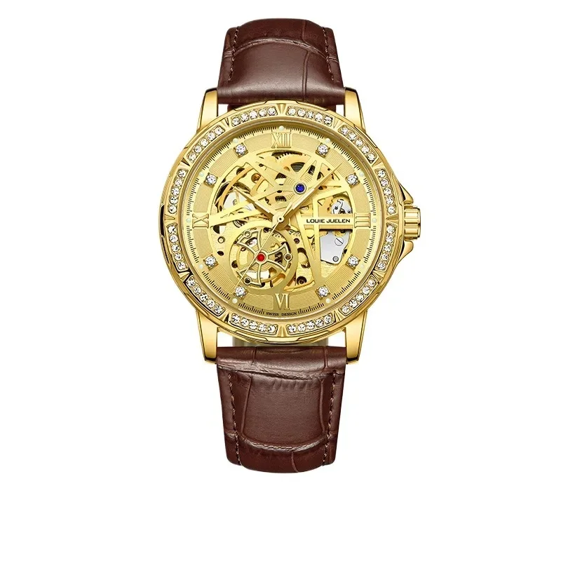 Dropshipping Mechanical Watch Men golden pilot Automatic luxury Mens Watches Waterproof Reloj Hombre Leather Male Clock 2024