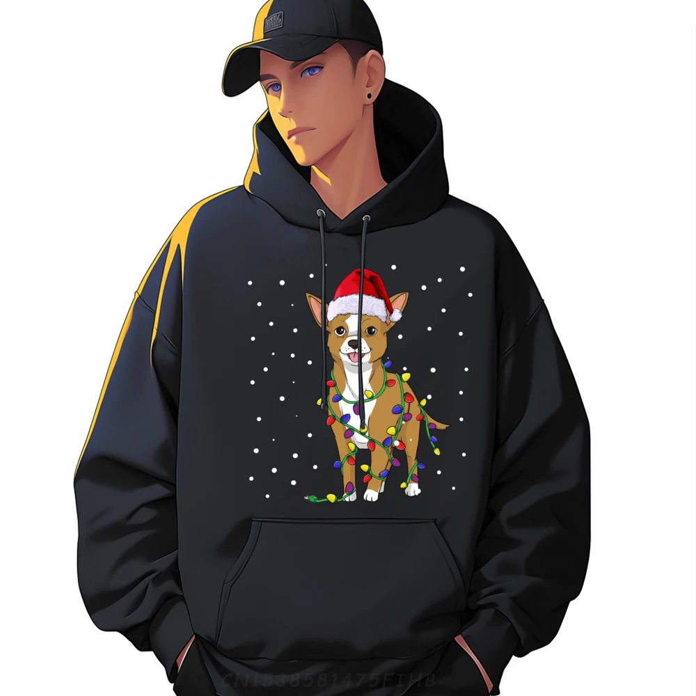 Chihuahua Christmas Dog Printed Hoodie Moderate elasticity New Year 2025 Sweatshirts