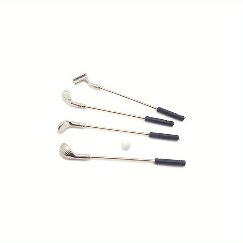 1set 1: 12 Dollhouse Mini Golf Club with Ball Set Play Model Playhouse Doll House Outdoor Scene Golf Tools Model Accessories