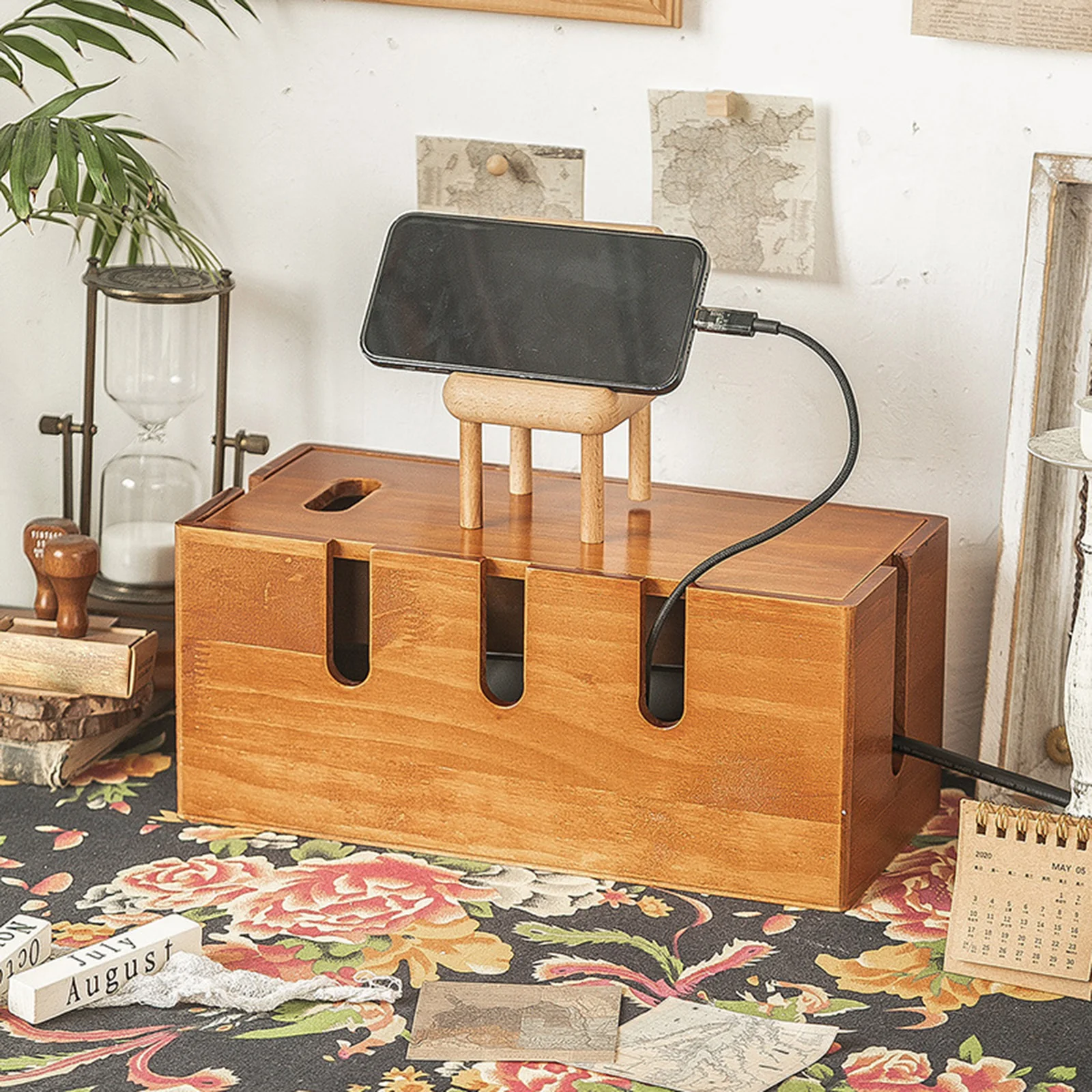 

Cable Management Box Dustproof Multipurpose Wire Organizer Cord Organizer Box for Home Office Camera Computer Power Outlets