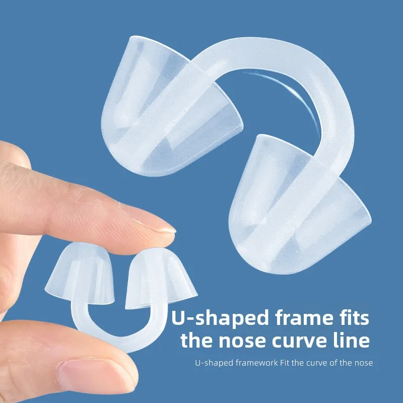 مشبك أنف للبالغين، معدات مساعدة للغوص العميق ومضادة للسباحة على شكل حرف U للأطفال