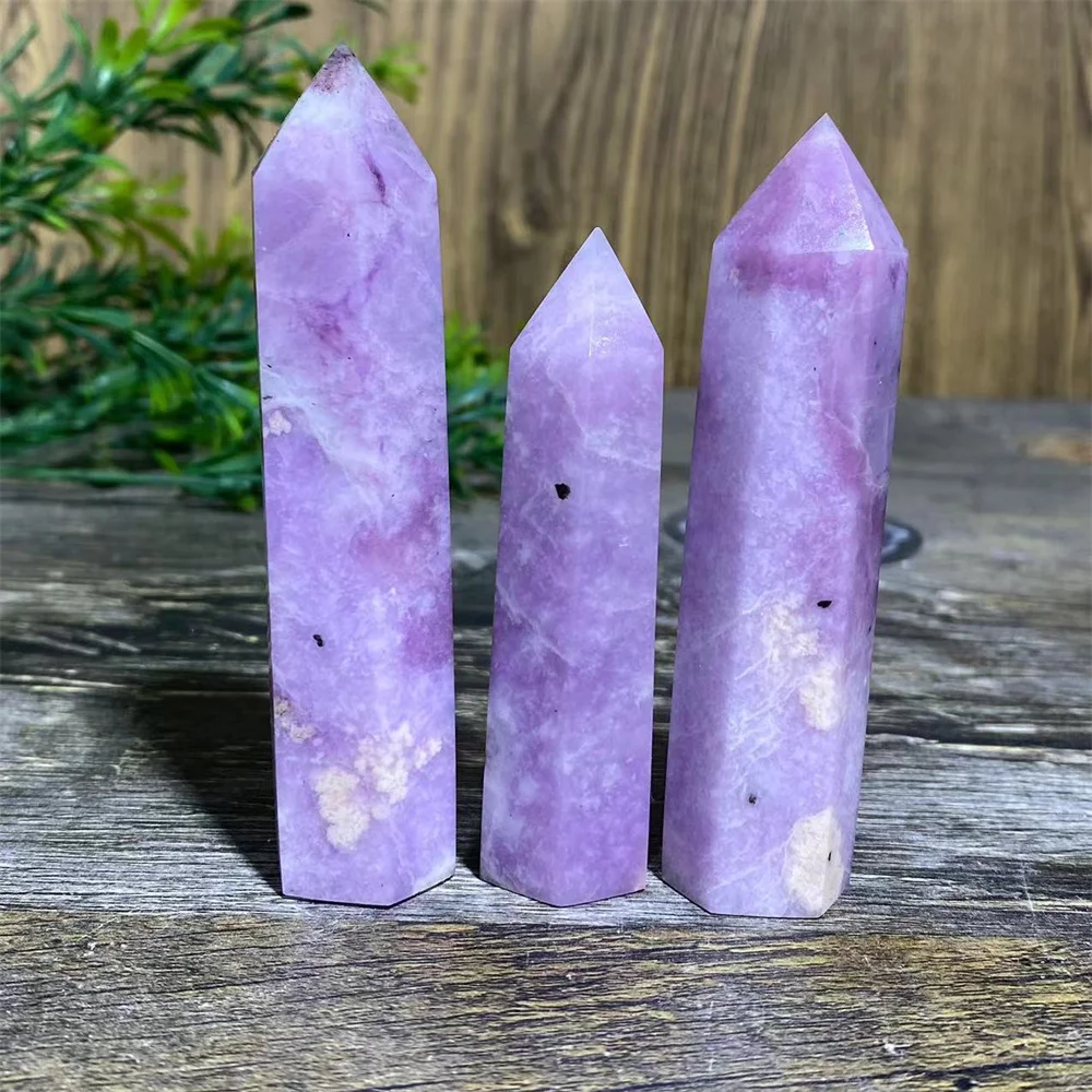 Natural Crystal Lepidolite Tower Ponit Wand Stone Purple Ussingite Quartz Reiki Healing Room Beauty Energy Home Decor Witchcraft