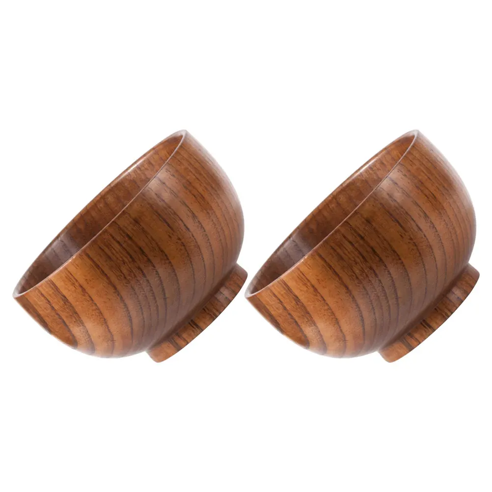 

2Pcs Large Capacity Wood Salad Bowls Heat Resistant Lightweight Wooden Fruit Bowls for Serving Salad Dessert Soup