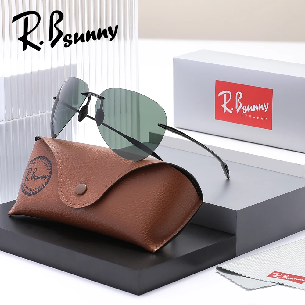 Pilot Polarized Sunglasses Super Light Brand Designer Sun Glasses Rimless Gafas Men Eyewear Light Weight