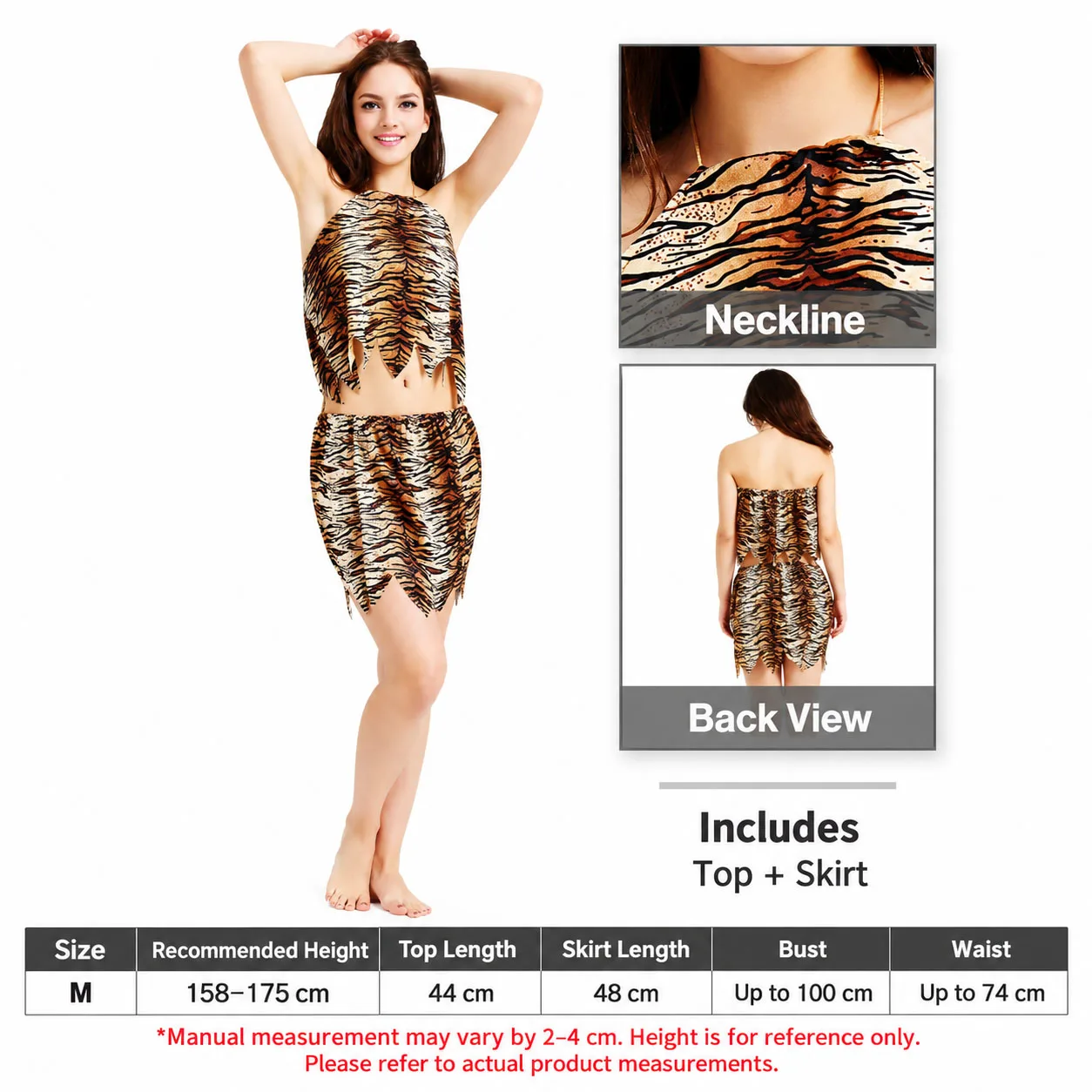 Caveman Costume Men Women Stone Age Tiger Print Couple Outfit Prehistoric Primitive Party Halloween Cosplay Performance Set view 2