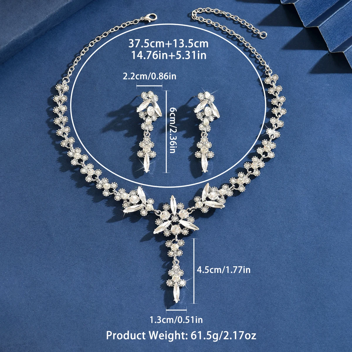 Garden Banquet Layered Tassel Necklace Earrings 2-Piece Set Decorated with Floral Branches, Wedding Dress and Light Luxury Jewel