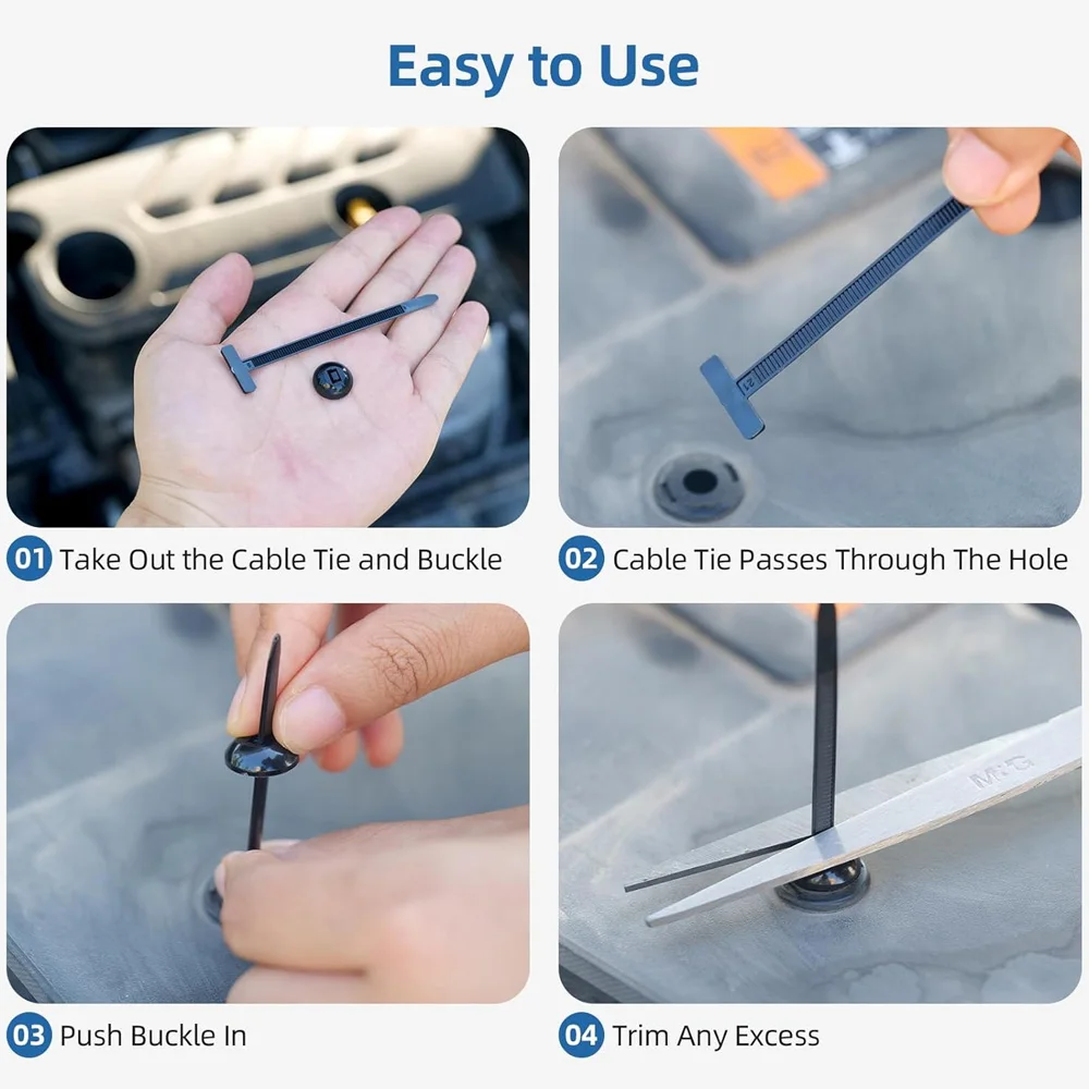 320Pcs Nylon Universal Cable Tie Buckle Zip Tie, Self-Locking Push Pin Button Fixion Tools Easy Install Zipper Clips Car Repair