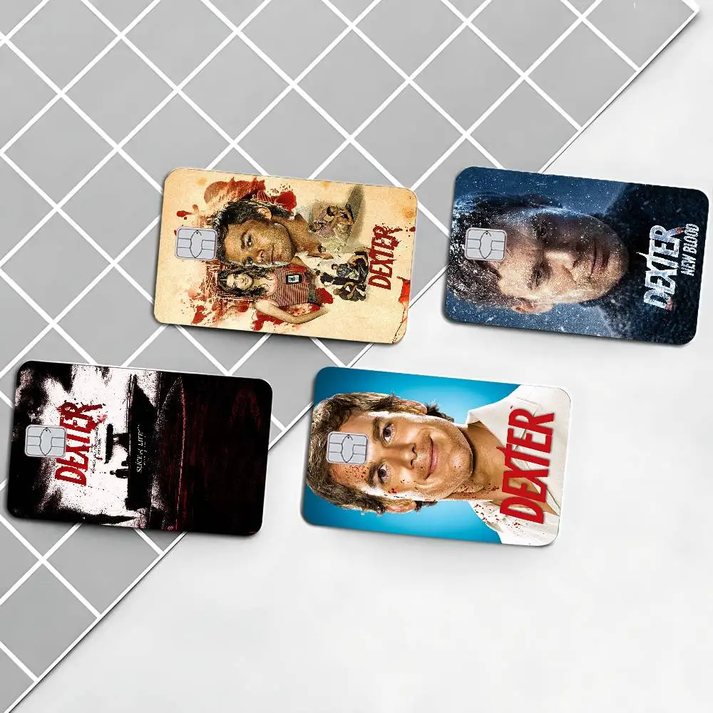 ملصقات جلدية لبطاقة الائتمان الأمريكية الكلاسيكية Horror TV Dexter بدون بقايا مقاومة للماء لبطاقة الائتمان VISA وبطاقة الوصول إلى مترو الأنفاق