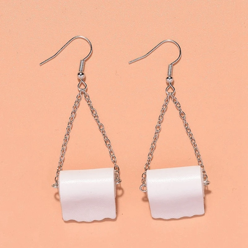 7 Pairs Of Simulated Toilet Roll Paper Earrings, Toilet Paper Toilet Paper Earrings, Accessories