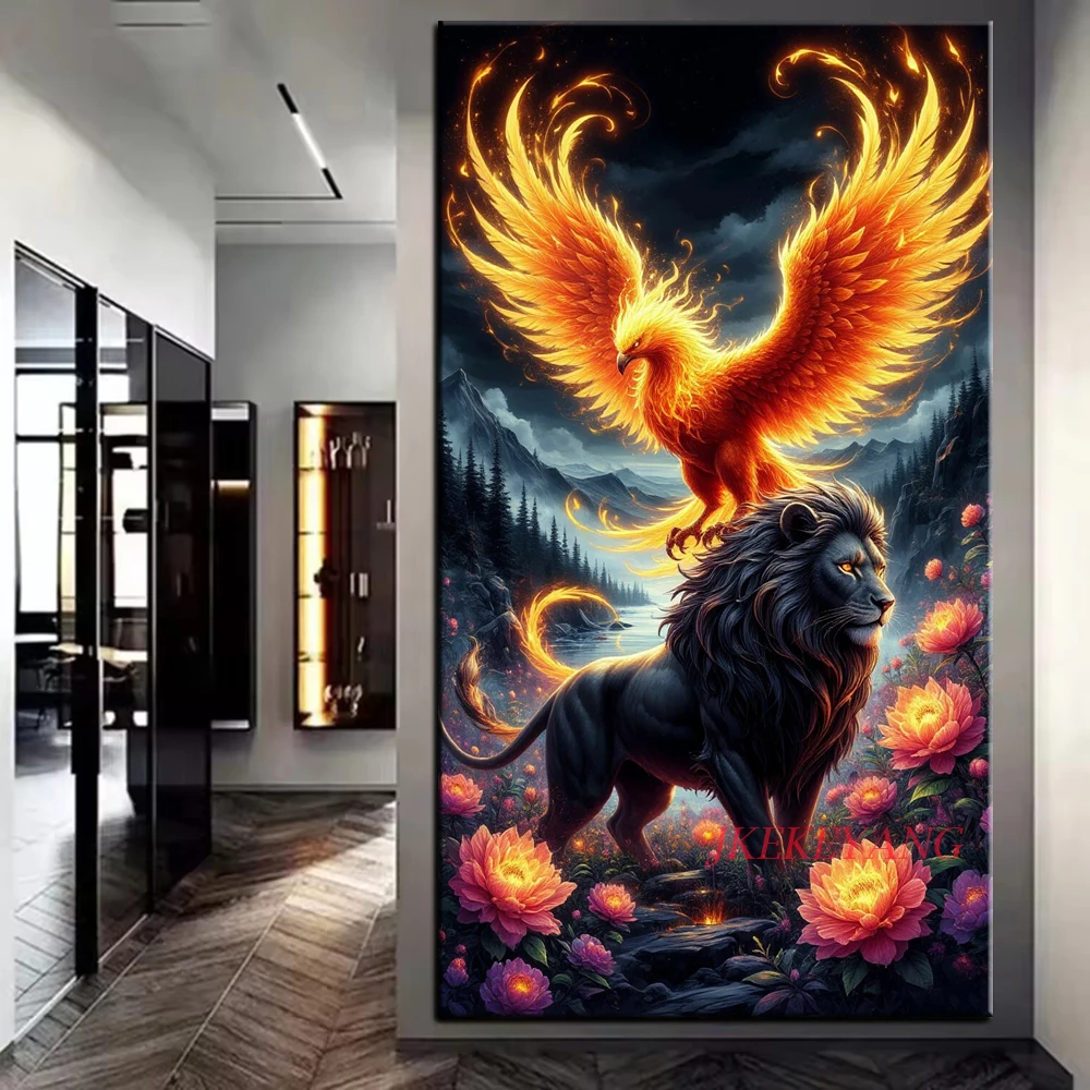 Fantasy Lion Dragon Phoenix Picture DIY Diamond Painting Cross Stitch Full Drills Diamond Mosaic New Collection Home Decor