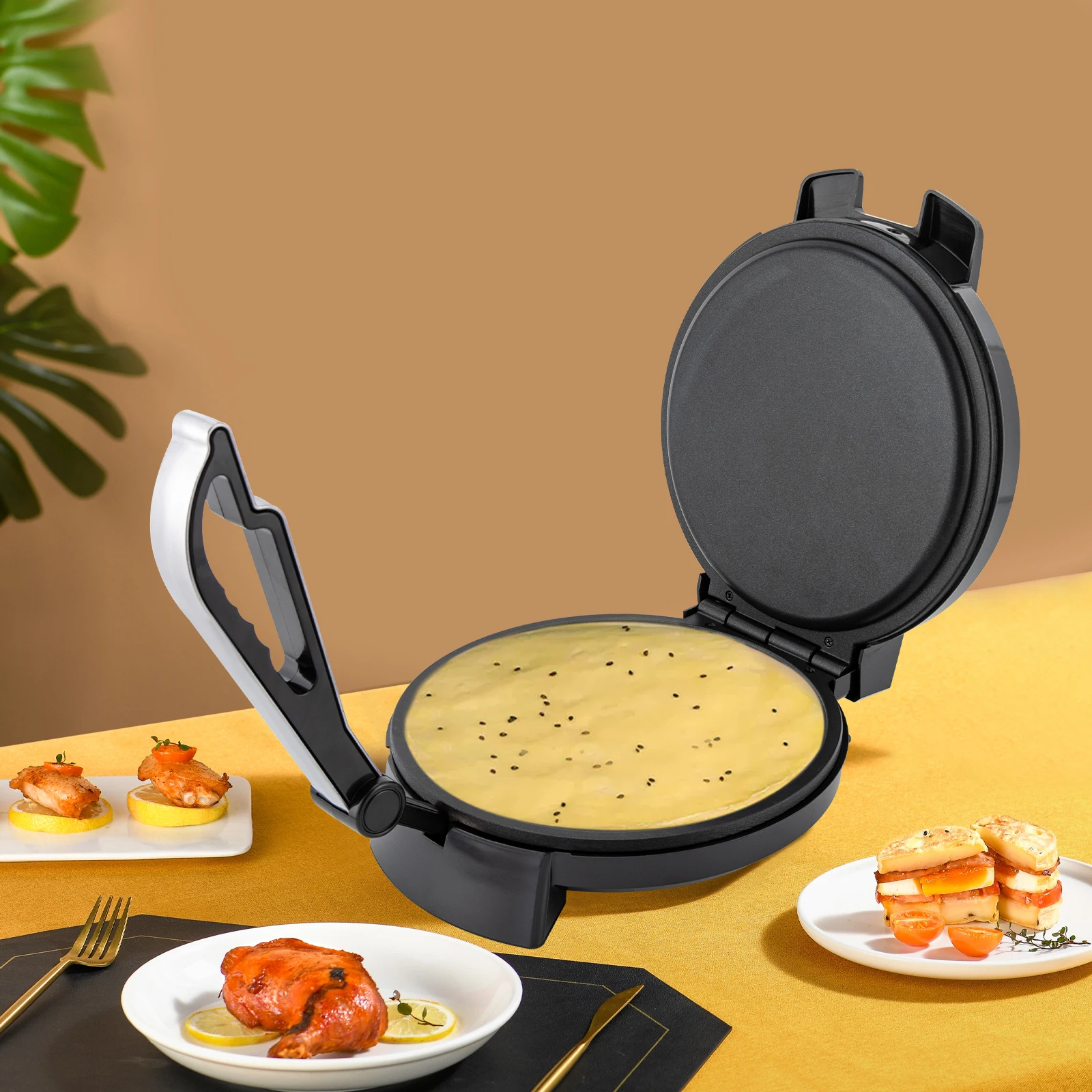 Tostadora eléctrica para panqueques, 1200W, pan plano Naan, prensa para tortillas, Bm-926, herramienta para panqueques, máquina para tortillas, 220V