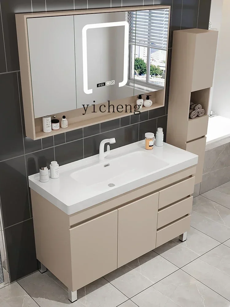 

1 bathroom cabinet combination ceramic integrated basin floor-to-ceiling sink face basin cabinet