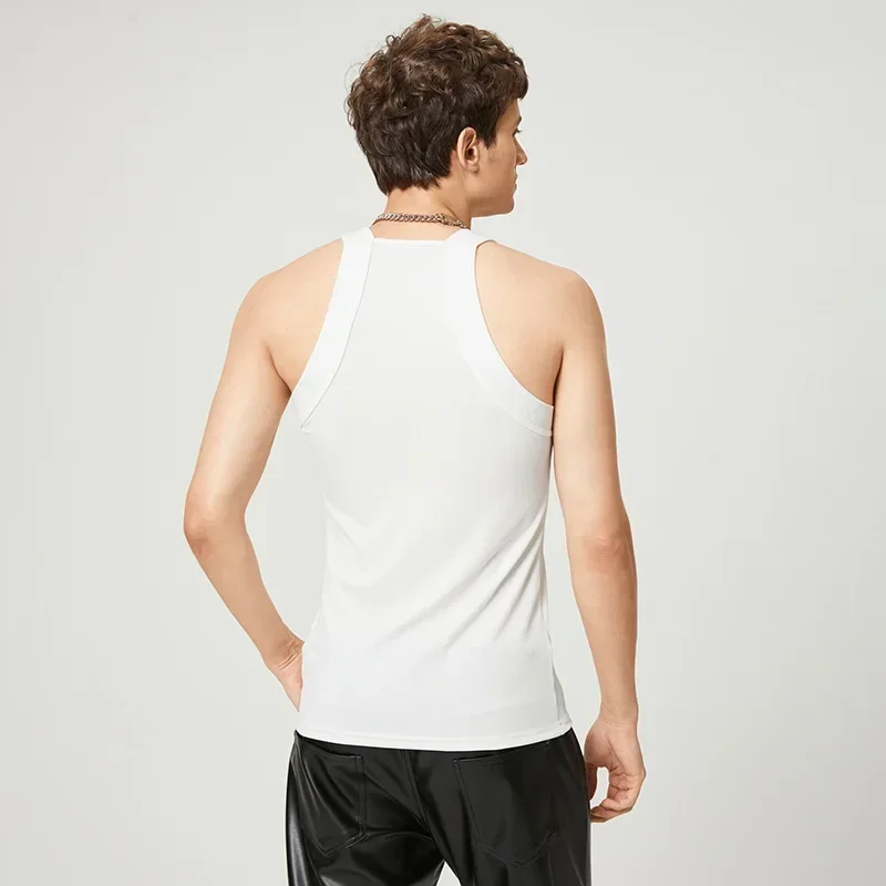 Summer Men's New Solid Color Fashion Sleeveless Shapewear Europe and America Men Sexy Tight Elastic