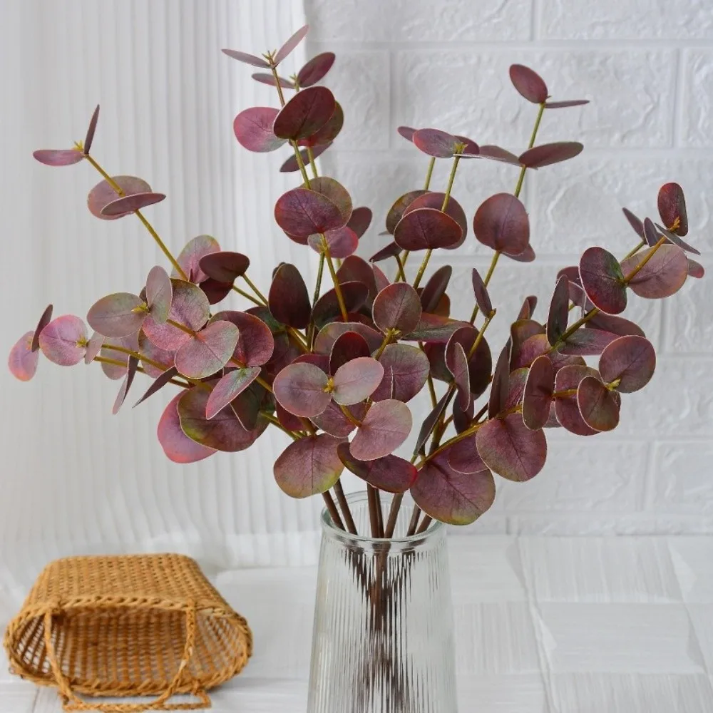 

Plastic Artificial Eucalyptus Background Flower Floral Art Silk Eucalyptus Leaf Realistic Non-Fading Artificial Flowers