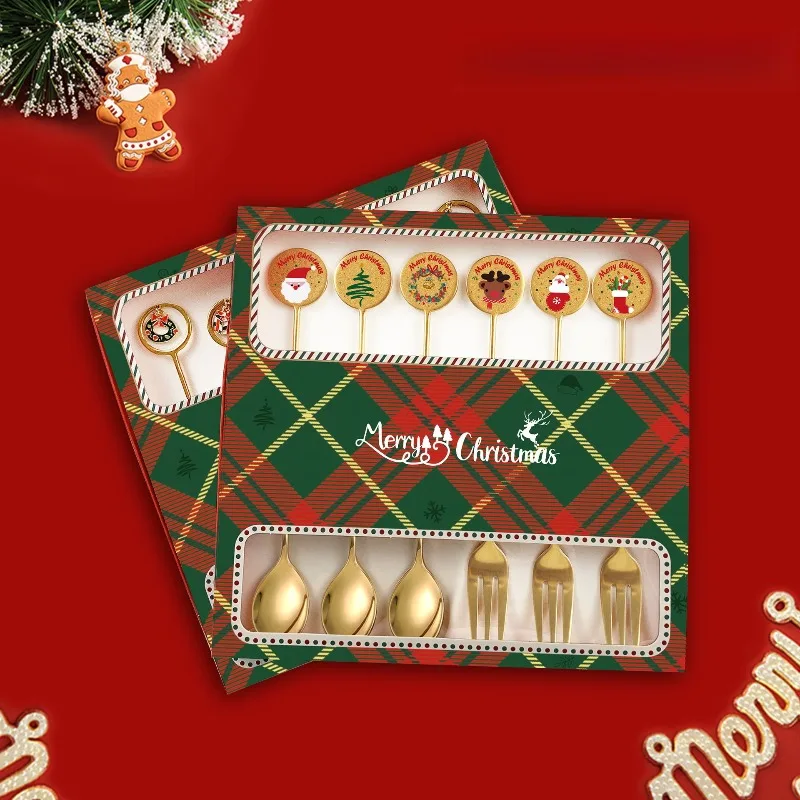 

Creative Christmas Atmosphere Stainless Steel Tableware Set Coffee Mixing Spoon Dessert Spoon Birthday Gift Christmas Gift Box