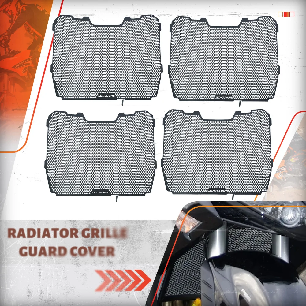 

2024 2023 мотоциклетная решетка радиатора, защитная решетка для Kawasaki Ninja ZX-14R 1400GTR ZG1400 ZX1400 CONCOURS 14 ABS